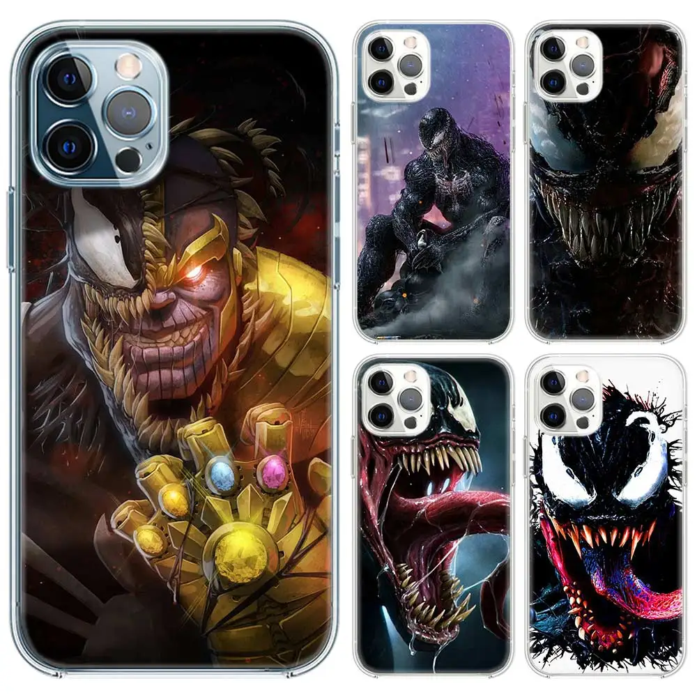 Мягкие силиконовые чехлы с рисунком Веном злодея Marvel аниме для iPhone 12 11 Pro X XS Max XR 6 6S