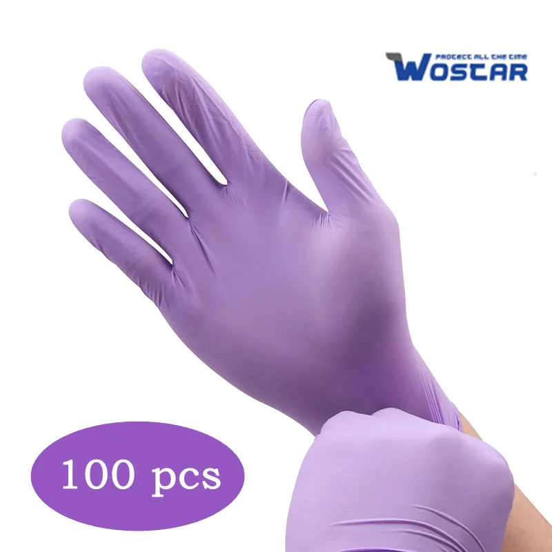 

Одноразовые нитриловые перчатки Wostar, 100 шт., без порошка, без латекса, пищевого класса, лабораторные водонепроницаемые рабочие перчатки для ...