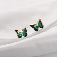 fashion new green butterfly earrings female cute romantic temperament contracted small stud earrings for women jewelry making