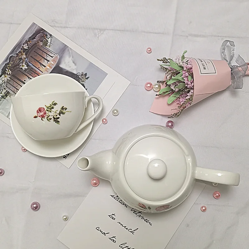 

Китайский античный керамический чайный сервиз в садовом стиле с цветочным узором, послеобеденная кофейная чашка, чайный сервиз, 2 чашки и 1 ч...