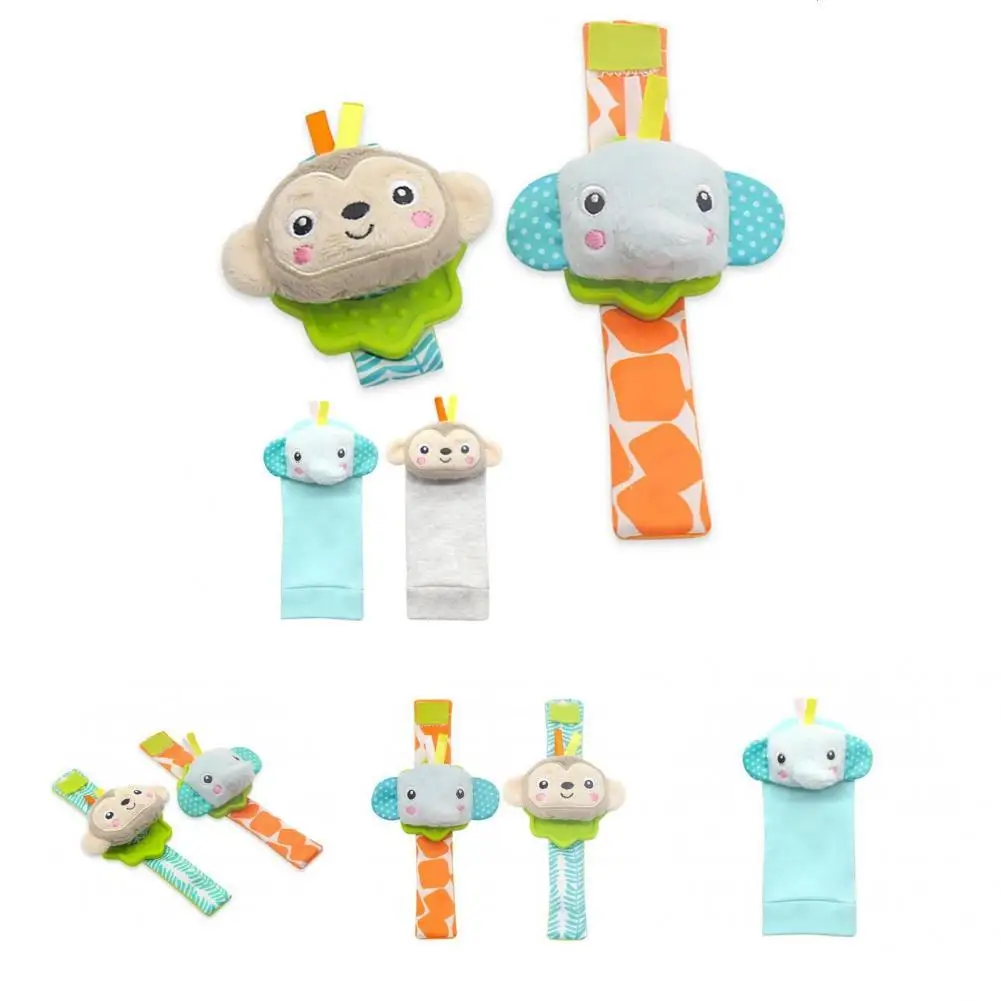 

Ultra Soft Attractive 0-12 Months Monkey/Elephant Wrist Rattle and Foot Finder Socks for Unisex