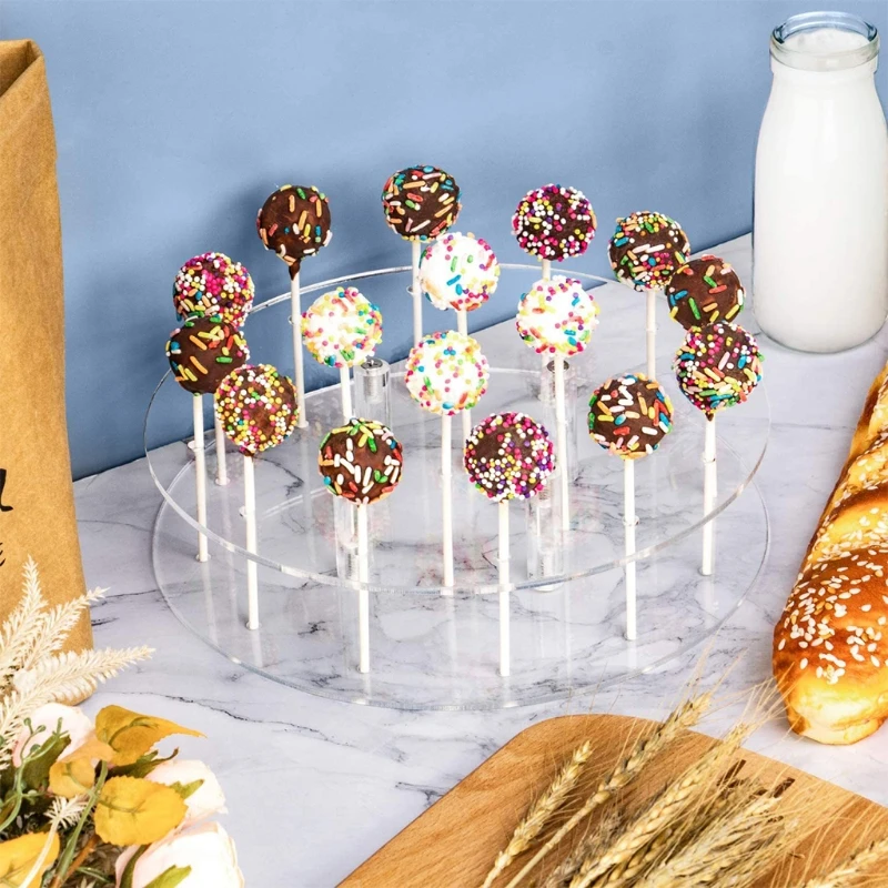 

16 Holes Transparent Round Acrylic Lollipop Holder Stand Candy Clear Display Rack for Wedding Birthday Party Decoration