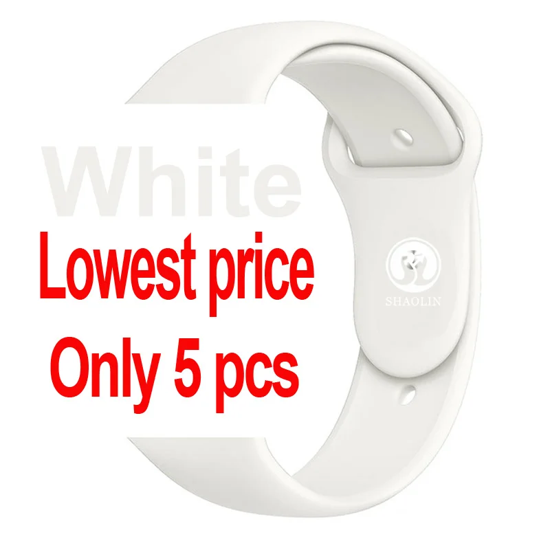 White-Only 5 pcs Сменный спортивный ремешок для 38 мм apple watch Series1234 5 42 мм браслет на запястье ремешок для apple watch Sports Edition мягкий - Цвет: White-Only 5 pcs