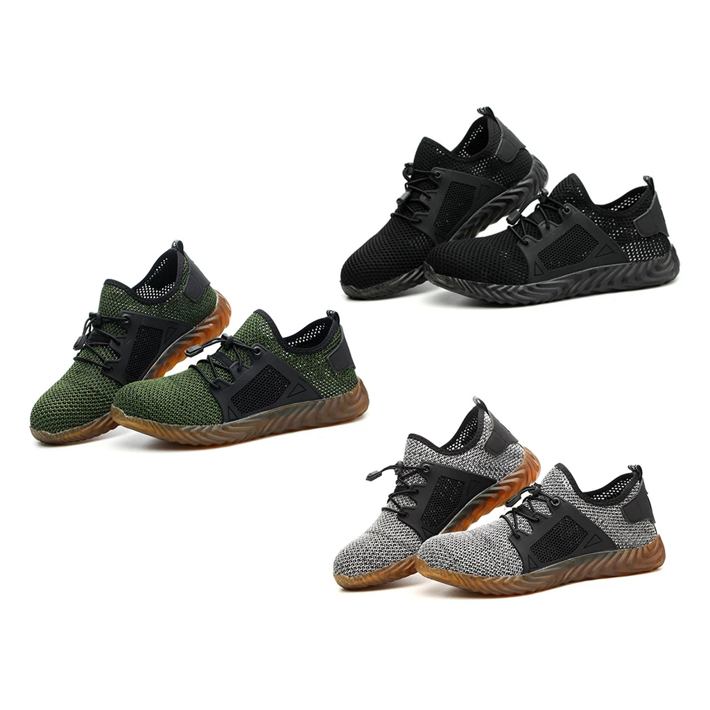Mens Womens Steel Toe Work Shoes Knit Breathable Lightweight Safety |