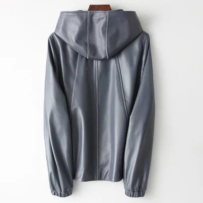 Женская Весенняя куртка из натуральной овечьей кожи с капюшоном |