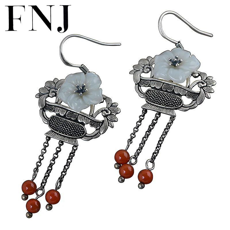 

Женские серьги-подвески из серебра 925 пробы, с красным агатом