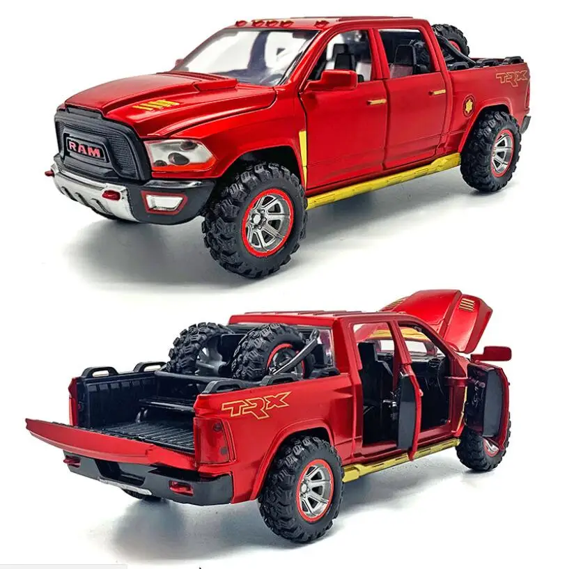 

Alloy Car Model 1:32 New RamTRX-Pickup Metal Simulation Car Model Sound Light Pull Back Door Open Toy Car Gifts For Boys