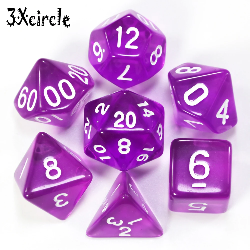 Высокое качество 7 шт./компл. Прозрачные Цифровые многогранные кости насыщенного