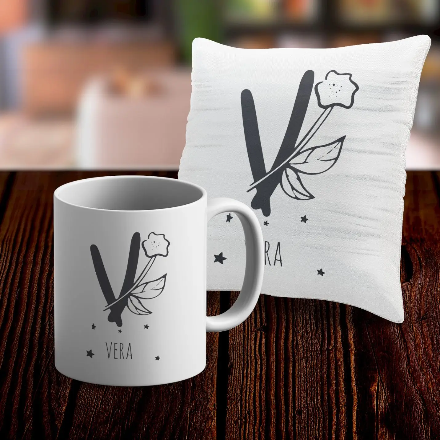 

Персонализированные Кружки и Подушка Чехол Набор v-образный вырез