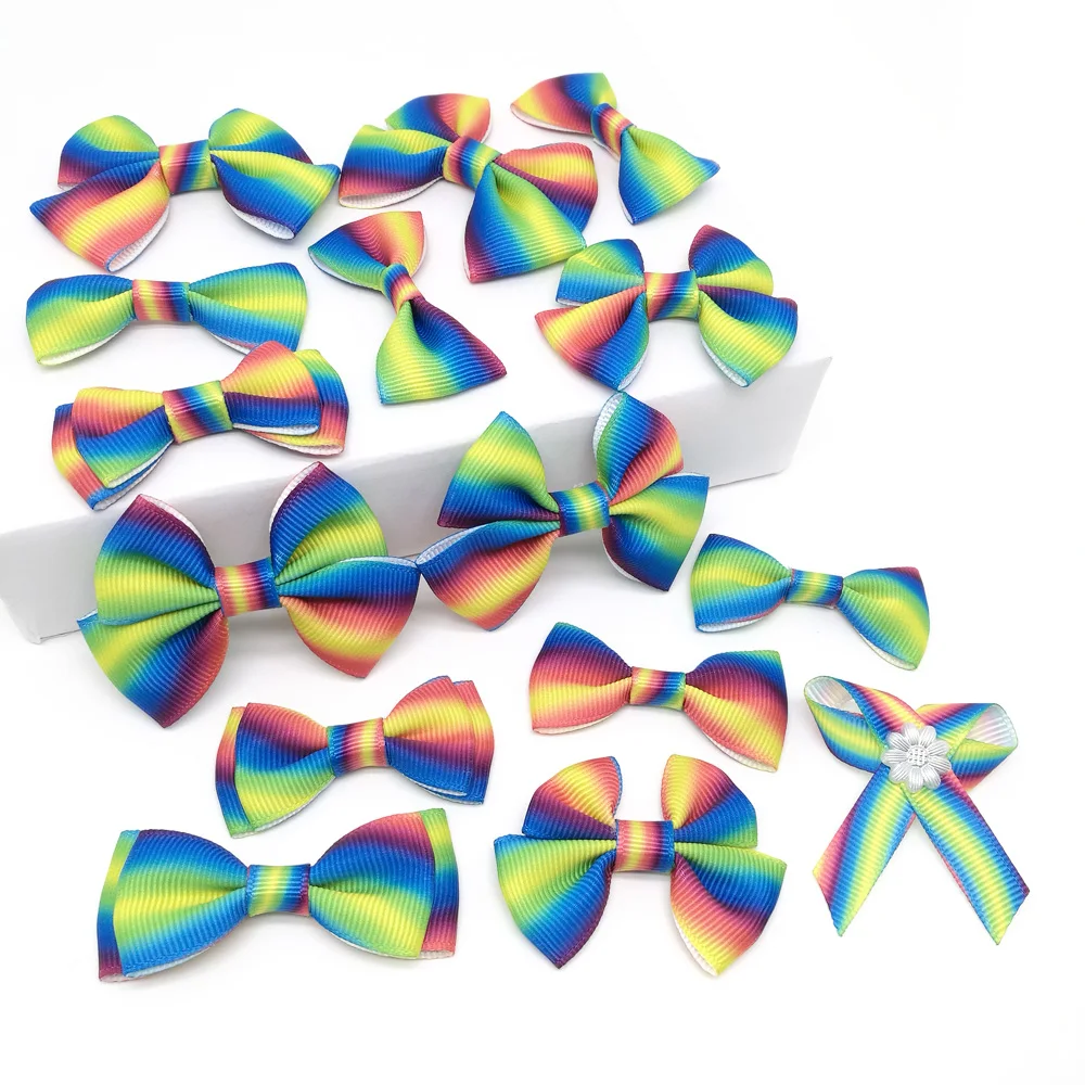 Радужные банты из ленты Grosgrain 4 см 5 6 маленькие Банты-Бабочки DIY ремесла Подарочная