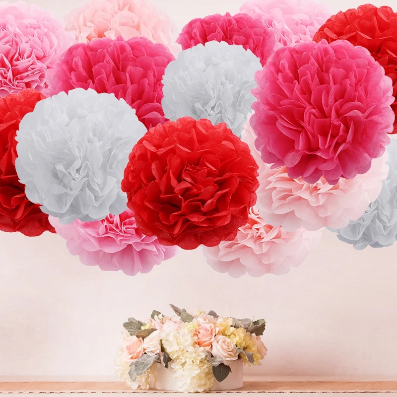 

Free Shipping By DHL 500 pcs /Lot 4" 10CM Tissue Paper Pom Poms Decorative Flower Ball-Wedding decoration Party Home decor