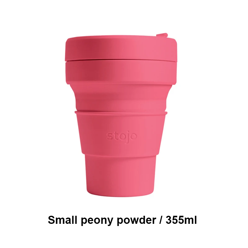 smallpeony powder355 STOJO CUP Складная Силиконовая портативная силиконовая кофейная чашка многофункциональная Складная силиконовая чашка для офиса и путешествий - Цвет: smallpeony powder355