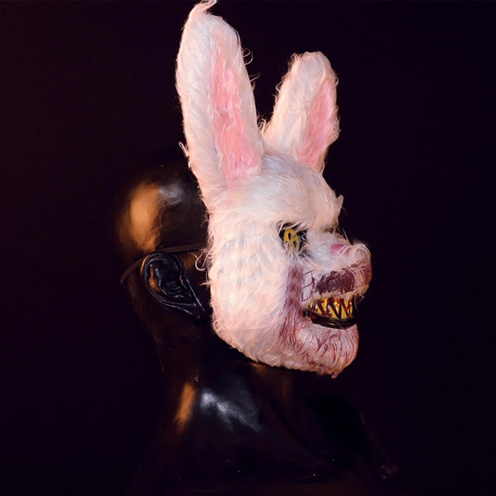 Хэллоуин злой плюшевый кролик маска призрак Искусственный Кролик головной убор