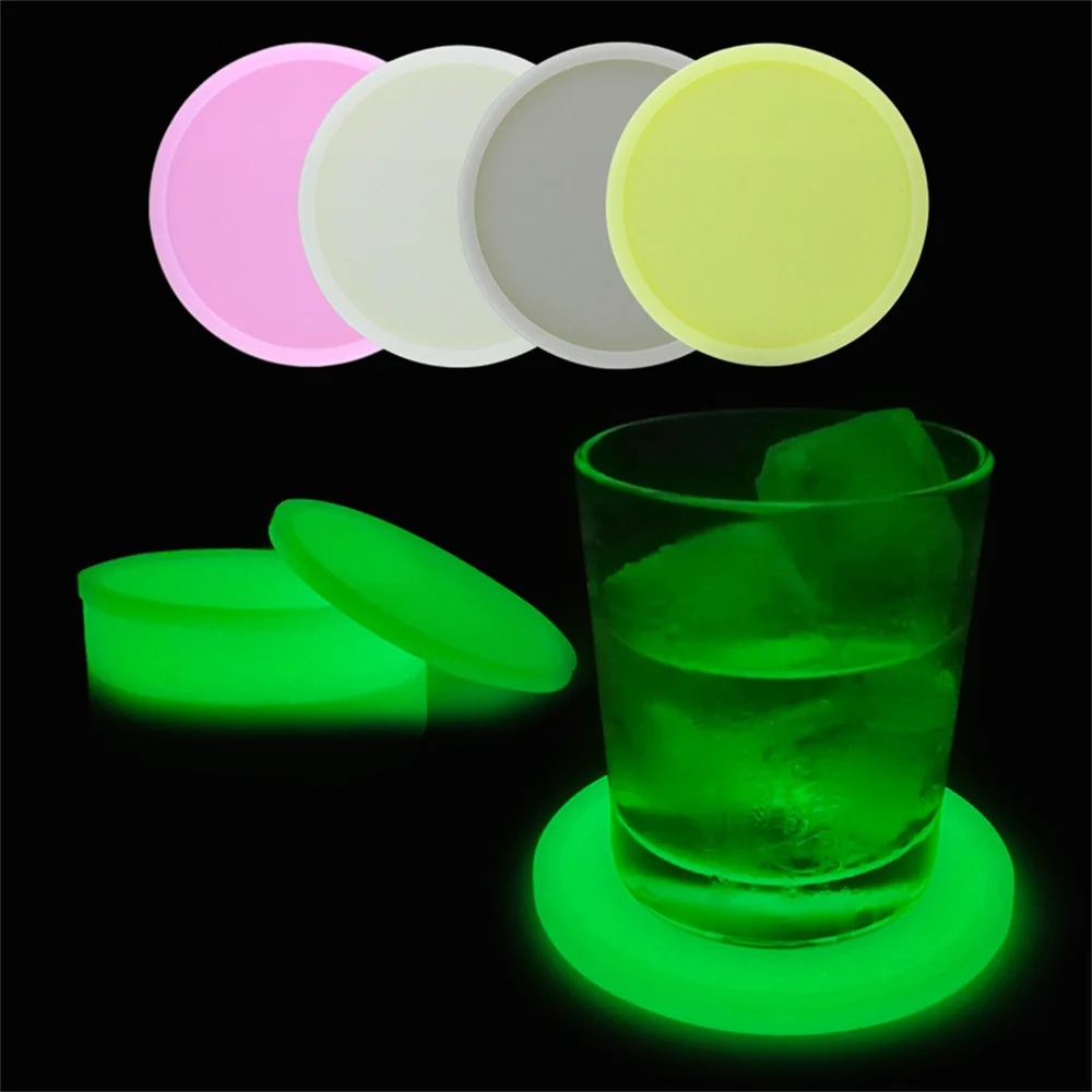 

Luminous Silicone Drink Coasters 4"coaster Non Slip Round Soft Tabletop Protection Durable Pad Silicone Coasters For Mugs