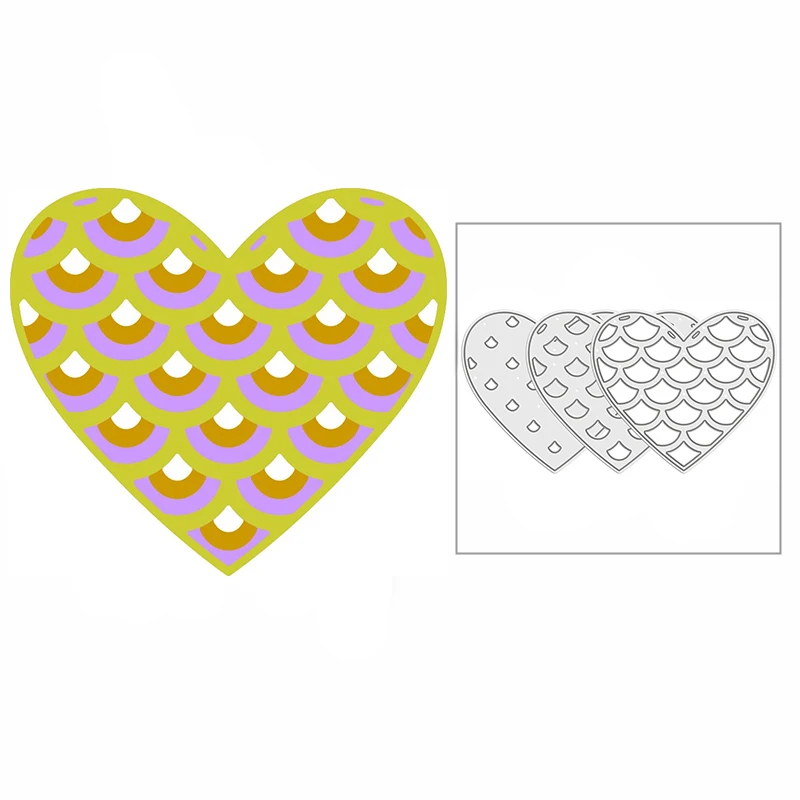 

New 2021 Layered Scalloped Hearts Metal Cutting Dies for DIY Scrapbooking and Card Making Background Embossing Craft No Stamps