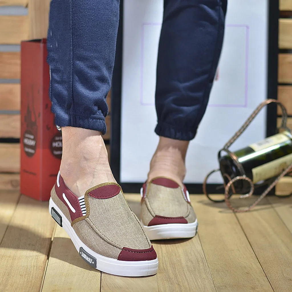 Мужская парусиновая обувь Новинка удобная мужская повседневная на плоской