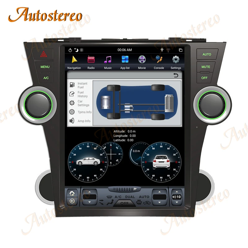 

Tesla Style Android 9.0 6 Core Car GPS Navigation For Toyota Highlander 2007-2013 Stereo Headunit Multimedia Player Auto Radio