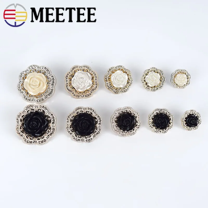 Meetee 20pcs 18-34mm High-grade Resin Button Round Rose Pearl Shank DIY Coat Decorative Buckle Garment Sewing Accessories | Дом и сад
