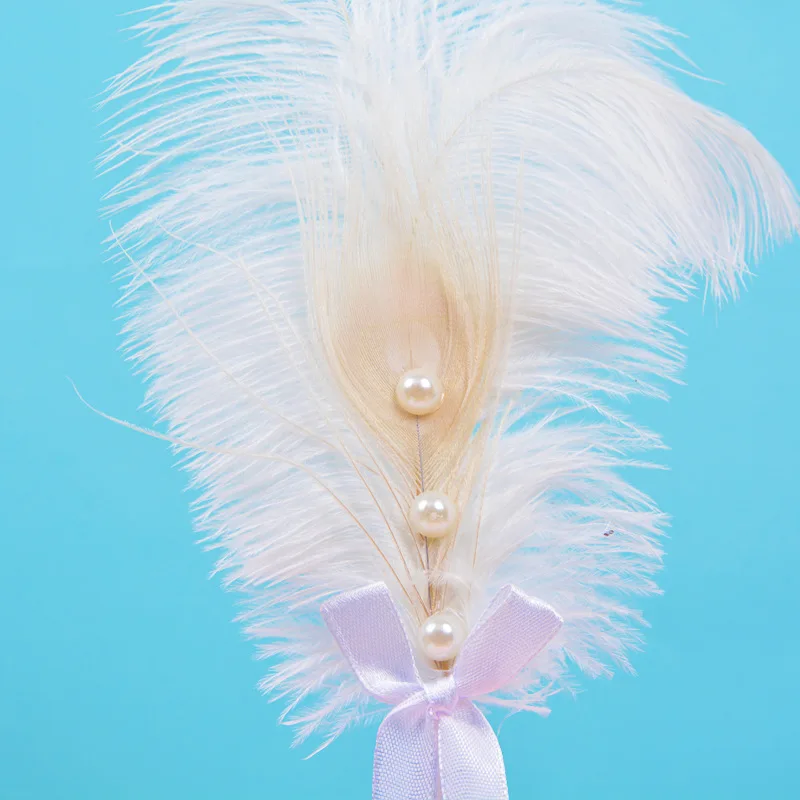 Жемчуг страуса Лебедь перо Торт Декор мороженое кекс Picks выбор Дети День рождения