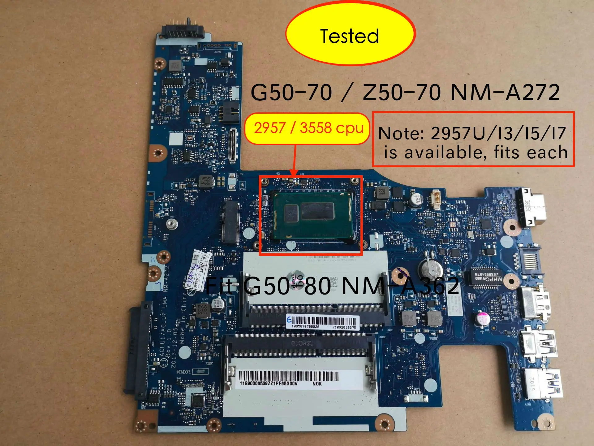 ACLU1 ACLU2 UMA NM A272 A362 для Lenovo G50 70 Z50 80 материнская плата ноутбука|Материнские платы| |