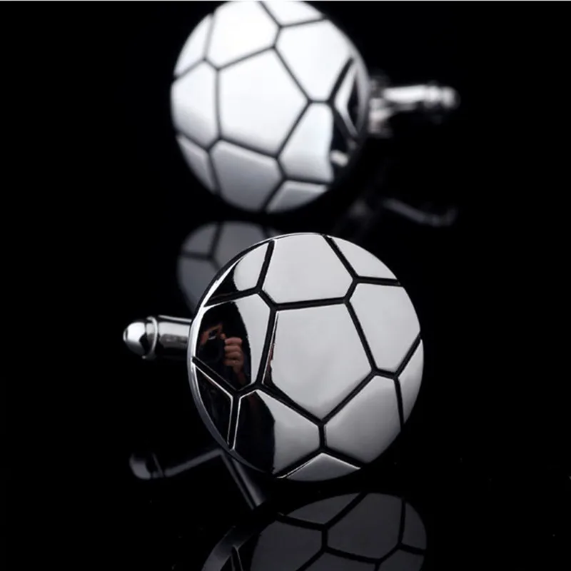 Серебряные запонки для мужчин модные серебристые Цвет футбольный мяч круглый