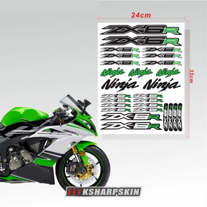 Pegatina reflectante para motocicleta Kawasaki, pegatina para tanque de combustible, casco impermeable con logotipo, zx6r, logo ninja, nueva oferta