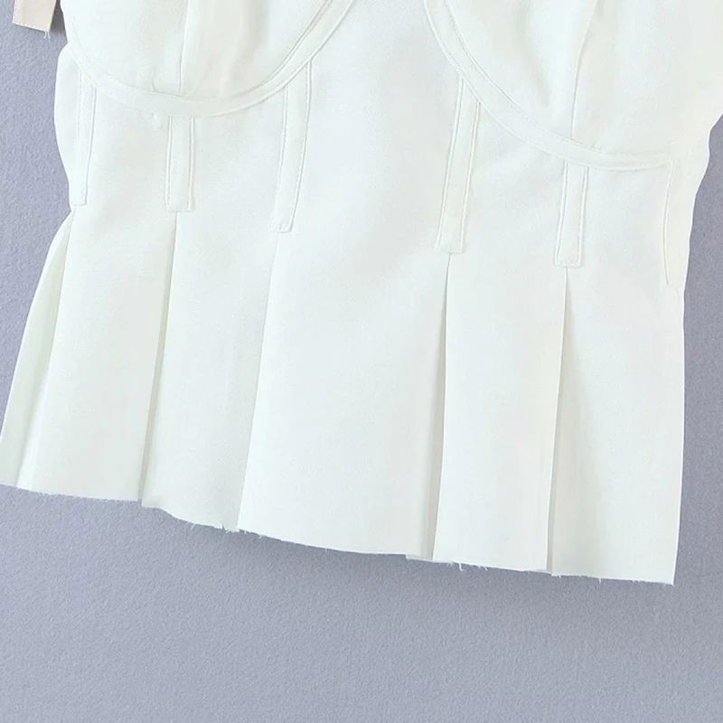 

XIZIHUPAN Sexy Patchwork Vest For Women V Neck Sleeveless Lace Up Bowknot Slim Short Camis Elegant Fashion Summer New Clothing