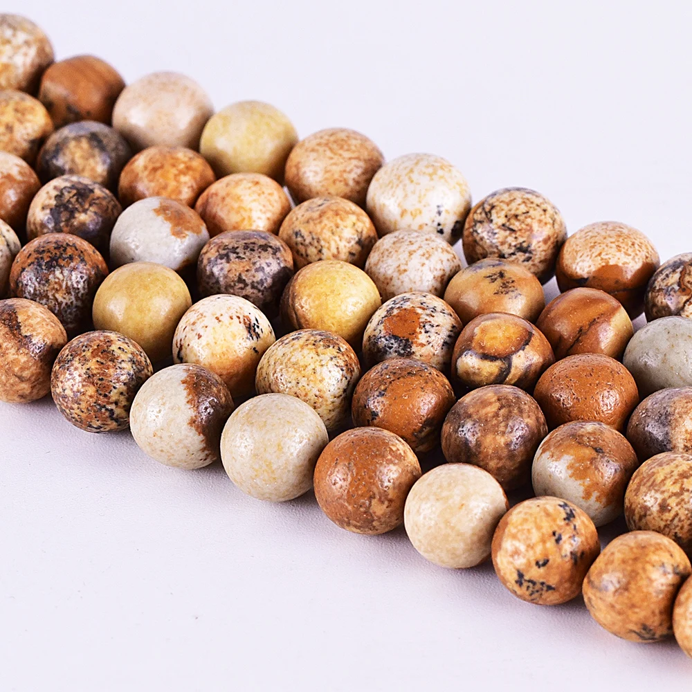 Asingeloo Natural Polished Picture Stone Beads for Jewelry Making 15inches 4/6/810/12/14mm | Украшения и аксессуары