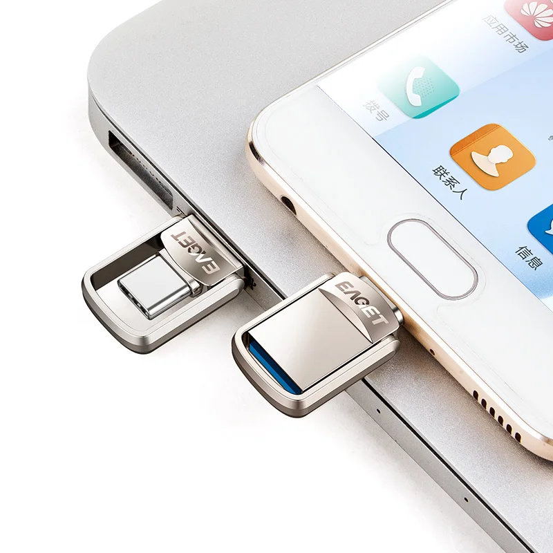 Флэш накопитель Eaget 2 в 1 USB Type C 32 ГБ 64 128 3 карта памяти флешка флеш для мобильных