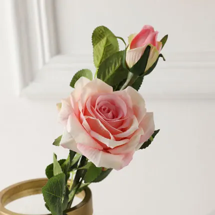 Pink yumai 1шт 40см 2 головы розовые парижские розы искусственные цветы свадебные украшения центральным цветами - Цвет: Pink