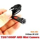Мини-камера видеонаблюдения HD AHD, 720P, 1080P, 940nm, светодиодный ИК-аудио с микрофоном, 1 МП, 2 Мп, AHD