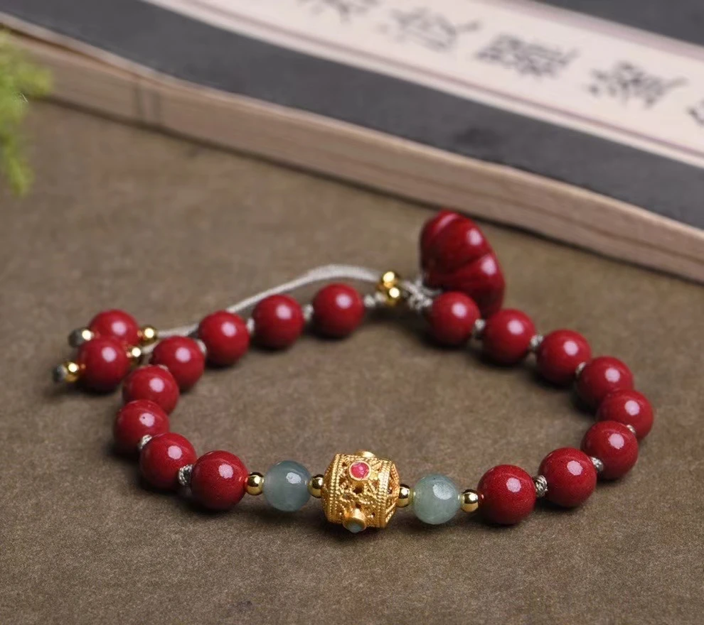 

Natural Purple Cinnabar Handmade Tibetan Buddhist Braided Bracelets Knots Lucky Rope Bangle For Women Size Adjust DropShip