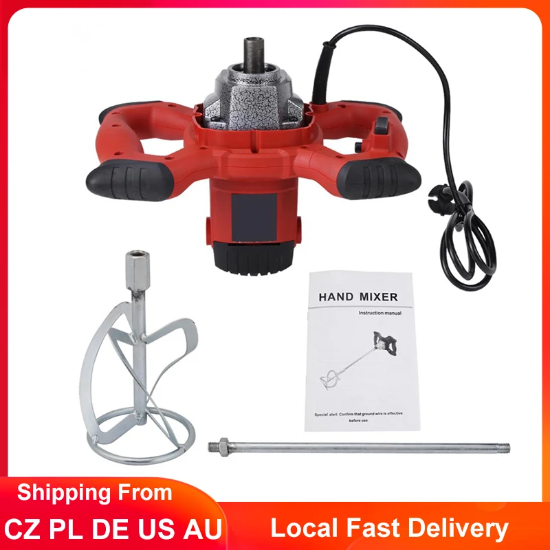 

1500W Handheld Electric Grade Mixer 6 Gear Adjustable Paint Cement Plaster Mortar Coating Mixer Putty Powder Stirring Machine
