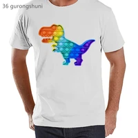 funny colorful rainbow dinosaur fidget toys print t shirt %d0%bf%d0%be%d0%bf %d0%b8%d1%82 pop it t shrit men clothes short sleeve t shirts 90s top