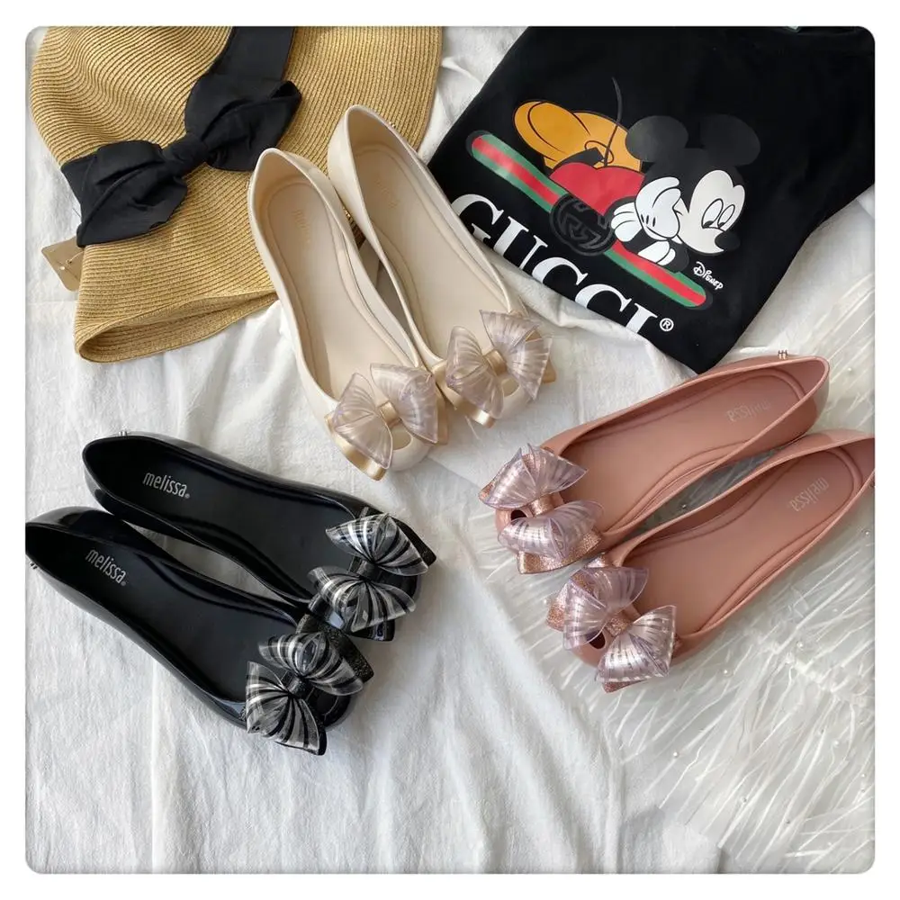 

Melissa/Новинка 2020 года; Женская обувь с бантом; Женские сандалии на плоской подошве для отдыха; Брендовая женская прозрачная обувь; Сандалии ...