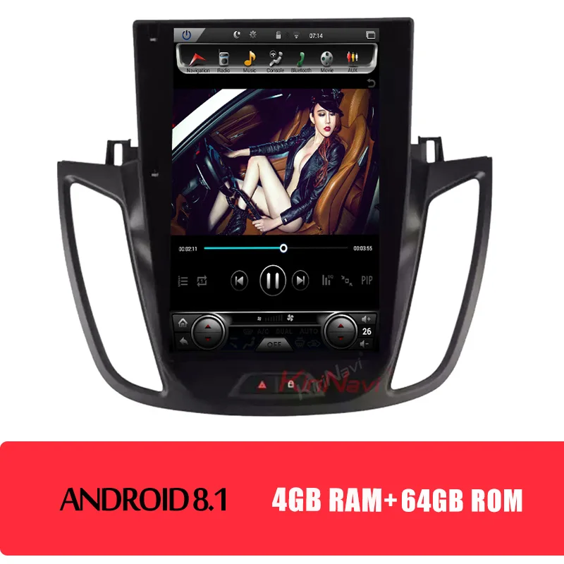 android car radio KiriNavi вертикальный экран Tesla style 12,1 Android 8,1 автомобильное радио gps навигация для Ford автомобильное Kuga Dvd мультимедийный плеер 2013 - Цвет: android car radio