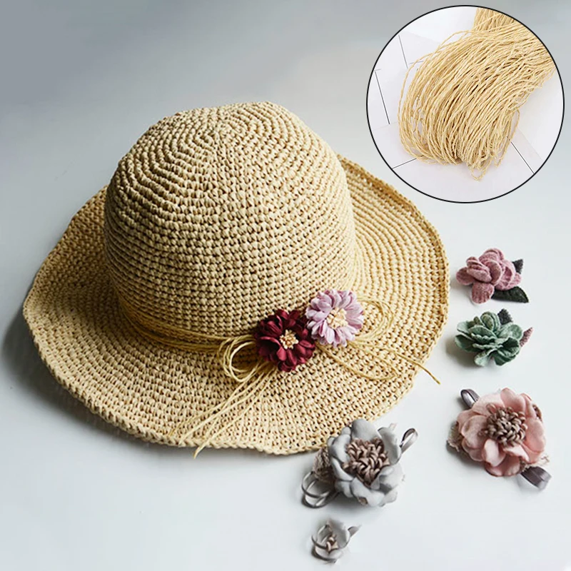 

500g Summer Raffia Yarn Crochet Natural Paper Straw Threads Handcrafts For DIY Knitting Hat Handbag Purse Basket Rattan Material