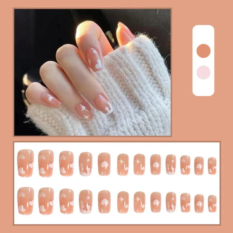 

24pcs False Nails Multiple Types And Designs are Available Press on Nails Detachable And Wearable Full Cover Nail Tips With Glue