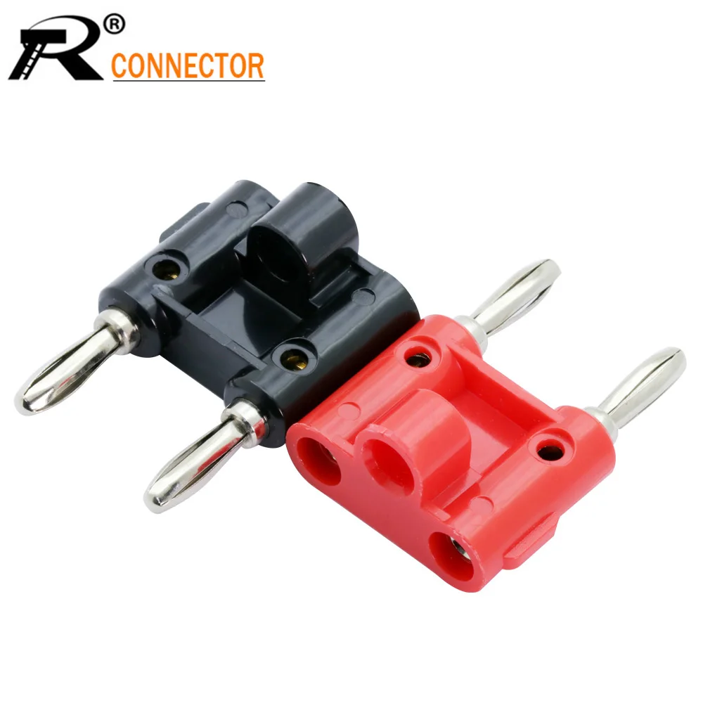 Nickel plated 2PCS black+red double dual head banana male plug connector with 4mm cable hole | Обустройство дома