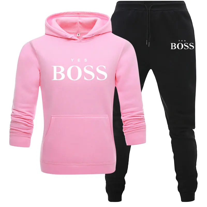 

Tracksuit Men Fashion Hoodies Men Suits Brand Yes Boss Sets Men Sweatshirts+Sweatpants Autumn Winter Fleece Hooded Pullover
