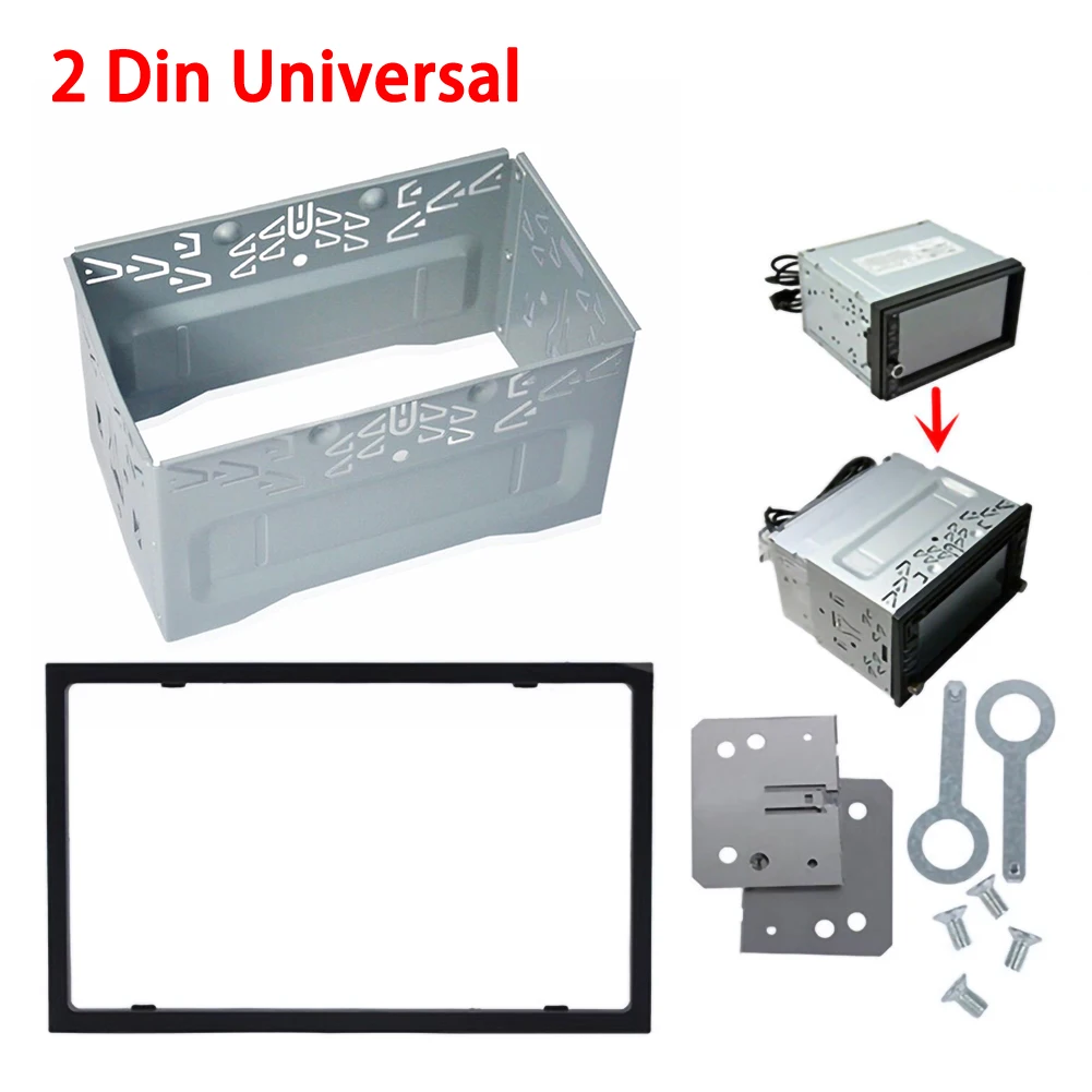 

Unit 2 DIN Cage Radio Vehicle Case Car Fitting DVD Player Frame Mounting Plate Iron Frame Plastic Panel Automotive Radio Player