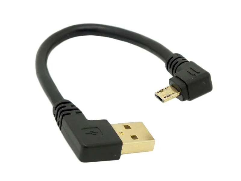 

0.1m short Gold plated Right Angle Micro USB to Left Angled USB Tpye A Male 90 Degree Cable Data Charge Cord for mobile phone
