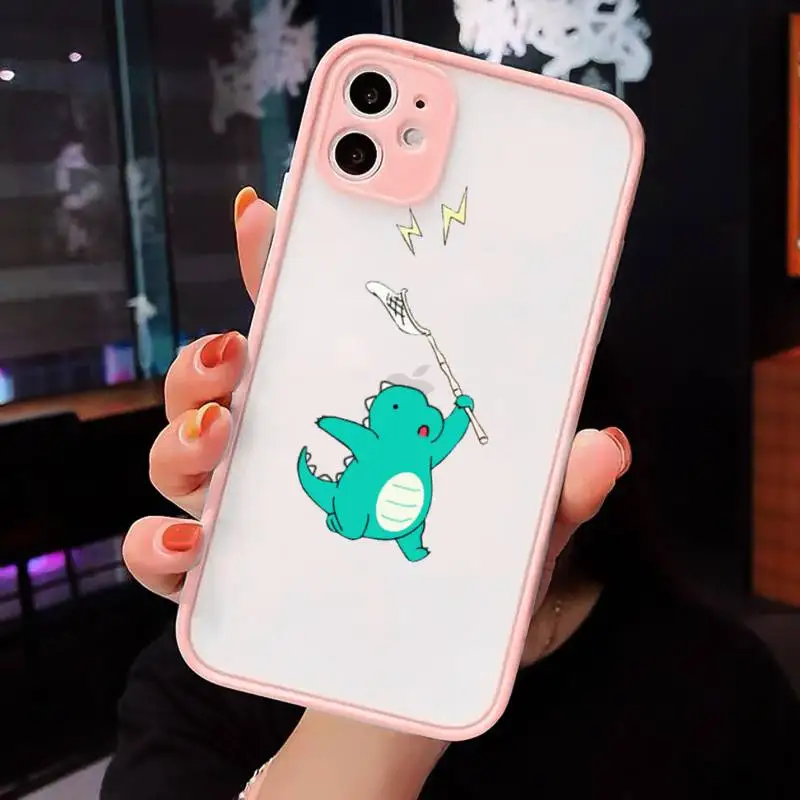 

Little dinosaur cute cartoon couple Phone Cases matte transparent For iphone 7 8 11 12 plus mini x xs xr pro max cover
