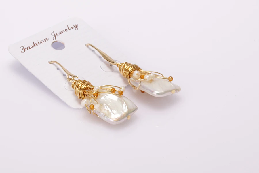 Большой натуральный пресноводный жемчуг медный провод обернутый стеклянный