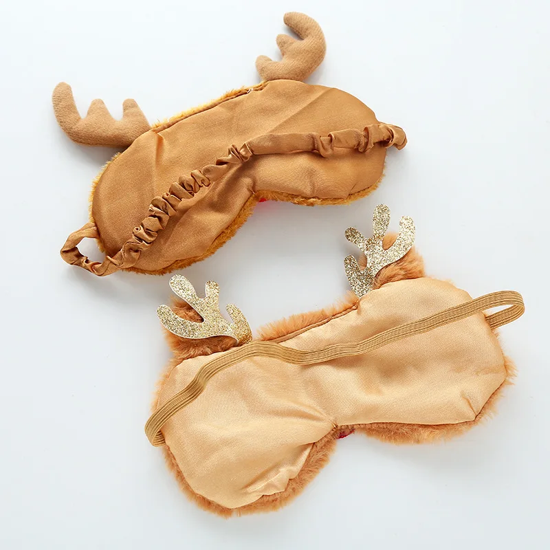 Кавайная Рождественская плюшевая маска для глаз с олененком мультяшная сна