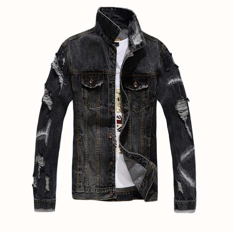 Мужские рваные джинсовые куртки KIOVNO модные потертые уличная одежда для