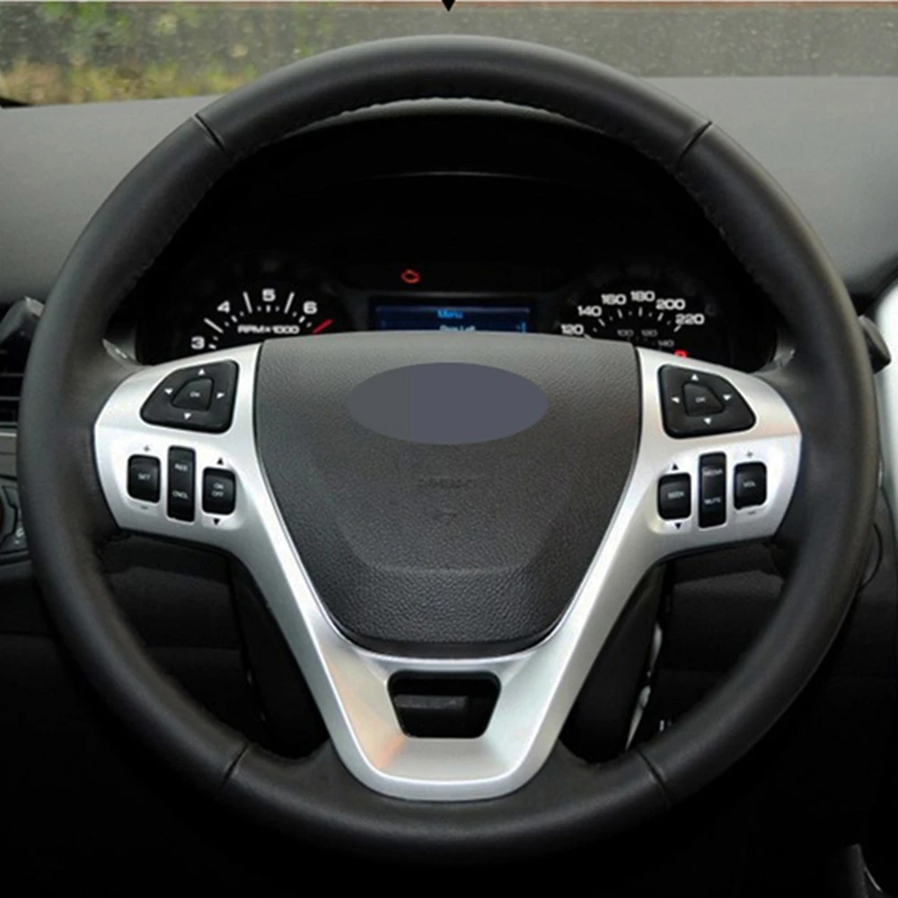 Чехол рулевого колеса автомобиля черная натуральная кожа для Ford Explorer 2011-2019 Taurus