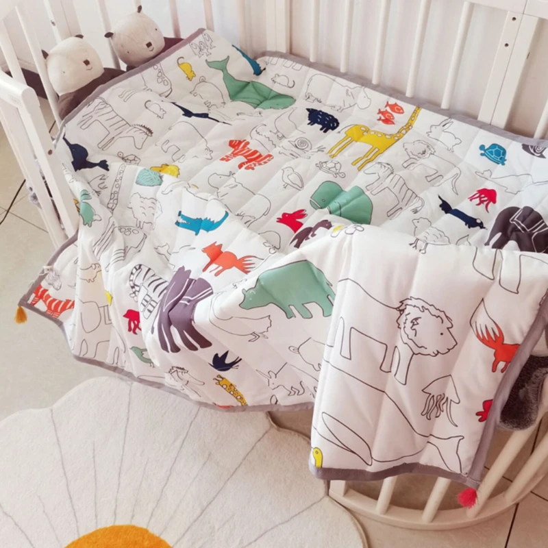 

120x120cm Cartoon DIY Graffiti Pure Cotton Kids Baby Play Game Mat Children Infants Crawling Blanket Playmat Floor Carpet