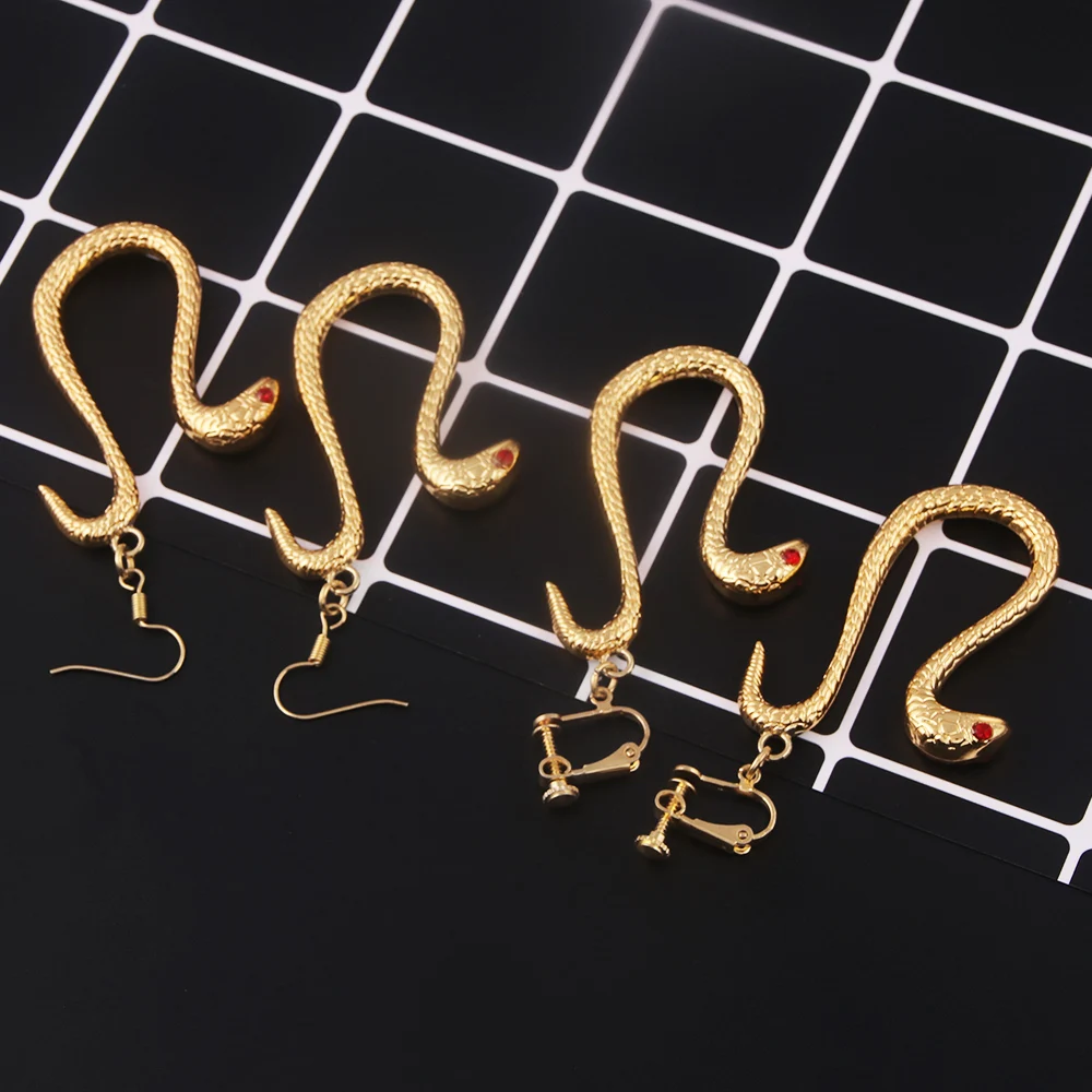 Аниме цельные серьги-клипсы в виде змеи для мужчин Косплей боа ханкоу Висячие