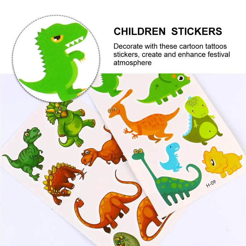 20 листов татуировки динозавра из мультфильма стикер для детей руки|Временные